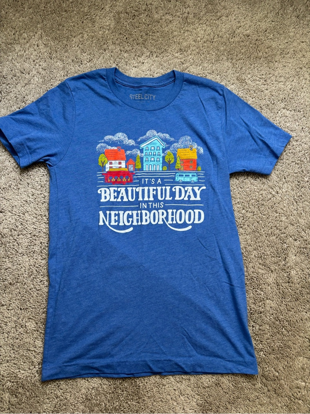Steel City Blue Graphic Tee - "Beautiful Day in This Neighborhood"
